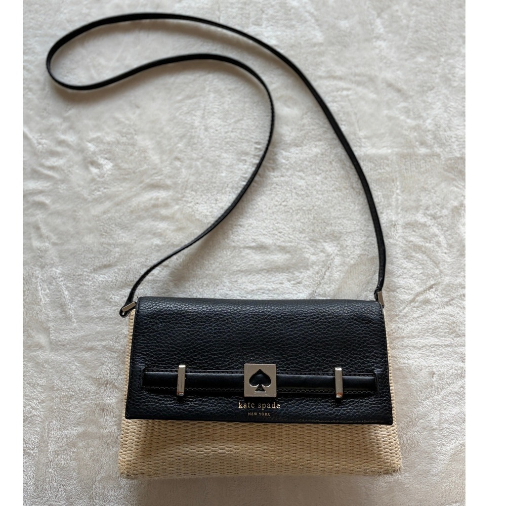 Kate Spade Houston Street Loula Straw Crossbody Bag Womens Small Good